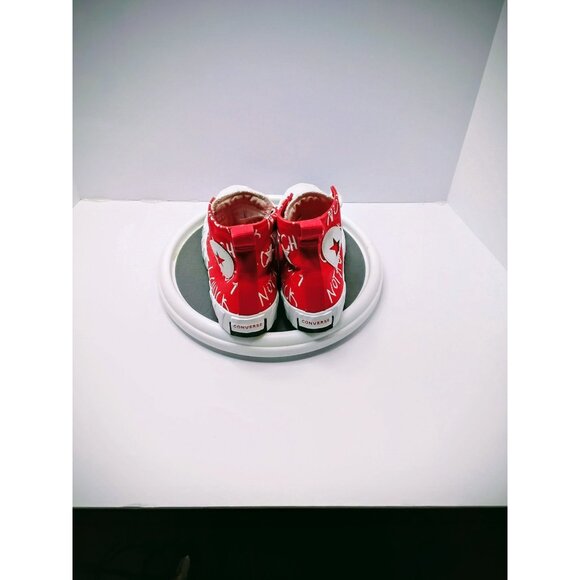 Converse Kids Red & White High Top Sneakers "Not A Chuck" Text Design Size 7 - Picture 7 of 8